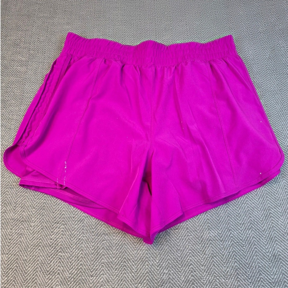 Avia Womens 2-in-1 Running Shorts Magenta Pink L 12-14 Built-in Liner Zip Pocket